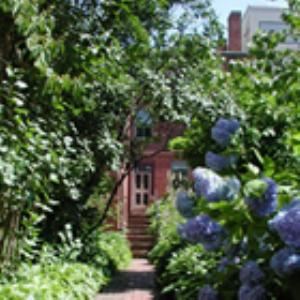 Longfellow Garden, Maine Historical Society, Portland — This secluded Colonial Revival garden is an oasis of green and quiet in the heart of downtown Portland. Beautifully landscaped, it has a small entertainment area and meandering paths throughout. 

A lovely place for a cocktail party. One half-flight of stairs, but otherwise handicapped accessible.