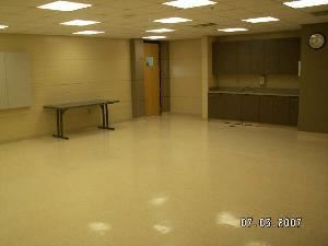 Large Classroom, Bogan Park, Buford — Large Classroom at Bogan Park Community Center.  Included in rental are tables and metal chairs.  A sink is in this classroom.
