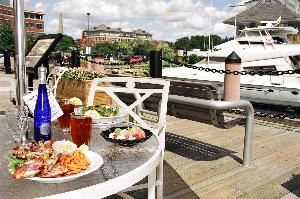 Harborwalk Cafe, Residence Inn Boston Harbor on Tudor Wharf, Charlestown — The Harborwalk Cafe is available for private functions of up to 50 guests. All events are held outdoors on the Pier overlooking Boston Harbor. Please call 617-933-5446 for details.