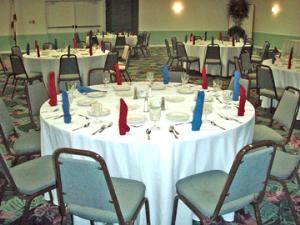 Convention Center, Ramada Gateway, Kissimmee — The Ramada Plaza Hotel & Inn Gateway features in excess of 8,500 square feet of flexible meeting and function space overlooking our lush, tropical courtyard. Our conference center is capable of successfully supporting a general session of 540 attendees theatre-style and 400 person banquet in rounds. The convention center also sub-divides into five (5) separate breakout rooms, each with it's own individual temperature, lighting and audio controls. The Executive Boardroom seats up to sixteen (16) conference style and provides the privacy, elegance and dignity essential for special events.