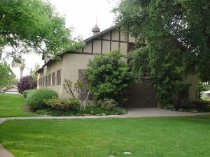 Front view of the barn from the park.