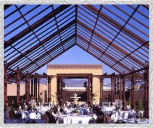 Pavilion & Gardens, Hotel Albuquerque at Old Town, Albuquerque — A beautiful Victorian style pavilion and rose arbor with climbing trumpet vine, wisteria and roses provide an unparalleled outdoor setting for weddings, receptions, and other outdoor events.