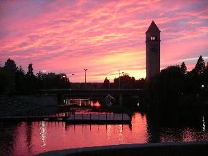 Roof Deck with Tent, Spokane Convention Center, Spokane — Sunset view from the Roof Deck