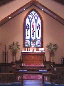 Entire Facility, St Stephen's Anglican Catholic Church, Athens — Looking down from the choir loft before mass on the Feast of Christ the King.