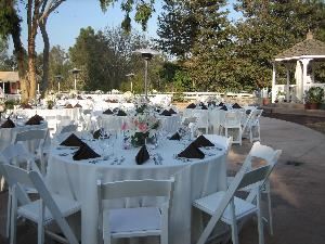 Wedding area, Huntington Central Park Equestrian Center, Huntington Beach — The Red Horse Barn is an outdoor venue and can accommodate up to 400 guests! There are also two indoor lounge rooms with beautiful wood flooring, couches, fireplace and restrooms. The larger room has a new granite counter and kitchen area!