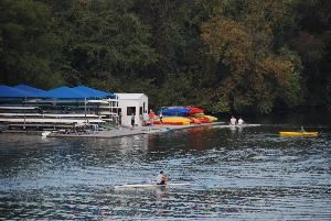 Rowing Dock is West of the Mopac Bridge on the South Shore of Town Lake