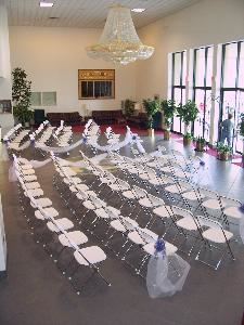 Foyer, Bahia Shriners Event Center, Orlando — Our large entry Foyer/Lobby has a 7' chandelier in the center and has been used for weddings, receptions, meet and greets, wine tastings and other activities.  Can easity seat up to 150 guests.