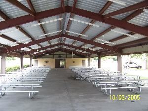 Picnic Pavillion, Bahia Shriners Event Center, Orlando — Our large picnic pavillion is equiped with  24 - 16' aluminum picnic tables and has a covered barbeque cooking area and bathrooms.  There is ample parking available and shaded grassy areas for activities.