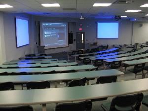 Amphitheatre, Algoma University College, Sault Ste Marie — Great for Guest Speakers or Lectures - Quality surround sound, 3 screens with full video conferencing capabilities - Seats 200