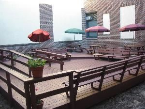 Patio, Sabathani Community Center, Minneapolis — gas and charcoal grills are available for an additional fee.