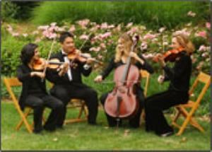 Andromeda String Quartet, Los Angeles — Andromeda String Quartet was founded in 2001 by four UCLA graduates with Masters Degree in music performance.  In the past years they have performed for over 300 weddings, corporate functions, and special events.
Recently they performed for Nina Ricci Fashion Show, Diamond Center Oscar Fashion Reveal and Margiella designer event. 
Members of Andromeda recorded for numerous movies.  They can be seen in The Wedding Planner, the Warner Brothers TV series “Jack and Bobby,” the wedding scene in Grandma’s Boy, and their most resent work Poseidon.
 
Their repertoire includes all styles of music: light classical, jazz, pop, movie tunes, etc., in addition to a large selection of songs for processionals and recessionals. 
 
Andromeda String Quartet consists of two violins, viola, and cello.  For smaller functions and a more intimate ambiance, a trio or even a duo may be the perfect choice.