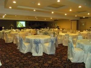 Exchange Ballroom, tables, chairs, linens, setup and takedown included. Banquet seating up to 200 people. Onsite catering or have your event catered by third party.