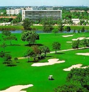 Arial view of hotel and golf course.