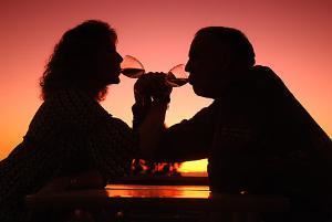 Photography by Karin Lau, Sacramento — A middle aged couple celebrating their anniversary at sunset