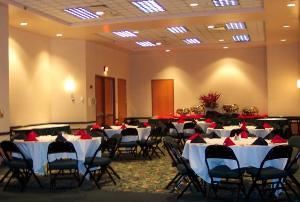 Ballroom 111, Sharonville Convention Center, Cincinnati — Small Banquet Set for 40.