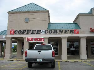 Coffee Corner News, Oklahoma City — Newly redecorated cyber coffee spot and high speed internet access.  Complete coffee services provided if desired in this 2800 sq. ft. of meeting space perfect for any meetings, baby/wedding showers, seminars, etc.  Huge bar/counter with kitchen facilities (fridge, freezer, 3 hole sink).  Located at major NW OKC corner.
