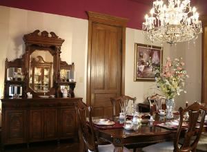 Dining Room, Virginia Rose Inn, McKinney — Formal dining room can seat up to 8 people; adjoining informal space can seat 6 additional people at table. Overflow chairs possible.
