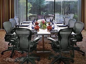 Clayton Room, Wyndham Peachtree Conference Center and Resort, Peachtree City — Furnished 966 square foot (90 square meter) Clayton in warm tones so guests can concentrate better on the tasks at hand.