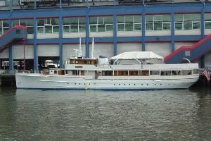 Mariner III Yacht, Yacht Events By Steven Tanzman, New York — Mariner III was built in 1926 for Captain James Griffiths of Griffiths Steamship Company. This classic 122' fantail motor yacht, was designed by Ted Geary. Traveling to China to select the lumber for her construction, Captain Griffiths chose 3" teak planking for the hull and very strong wood, called yacal, for framing. Originally named "SueJa III," Captain Griffiths used the yacht to travel up and down the West Coast.