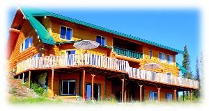 Crooked Creek Retreat The Retreat, Kasilof — Creek side of our 8000 sq ft log lodge, the deck is a great place to have a late morning breakfast, a get together or barbecue, often moose, eagles, the river beaver and sometimes even the bear can be seen.  The creek provides the water sounds of water rushing over rocks and flowing against banks. Horse shoe games take place on ground level in front of the deck.  Picnic tables are available on ground level.
