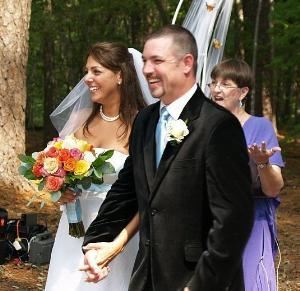 A Wedding Minister, Raleigh — Heather and Lee got married at Lake Johnson Magnolia Cottage in Raleigh! A great couple to work with! The ceremony included Heather's son in the family unity sand ceremony.