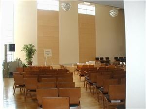 First Unitarian Universalist Society of Albany, Albany — Our facilities can accommodate a variety of special events from concerts and weddings to theatrical performances and nonprofit fundraisers.  Community groups rent rooms on a monthly basis for various support groups; teachers rent space to give workshops; an organization can hold meetings they can't accommodate in their own space or even an off-site retreat.  Weddings are held in the sanctuary, and can be followed by a reception in Channing Hall.  Our new Emerson Community Room, which seats about 300 people, is now available.