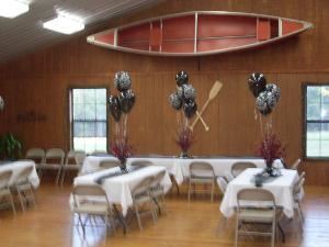 Camp Butter and Egg, Troy — Interior of Lodge, which can be set up in a variety of ways.