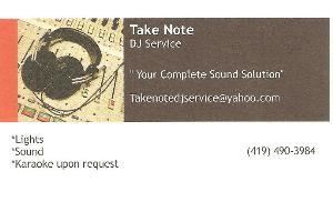 Take Note Dj Service, Toledo — ***Karaoke upon Request***