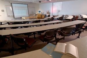 Large Seminar Room, Stonehill College Conference & Event Services, North Easton — Seminar rooms feature stadium style seating and a full complement of media services including a video projector, screen, and computer.