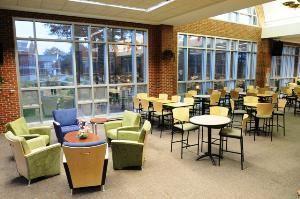Dining Room B, Stonehill College Conference & Event Services, North Easton — Recently renovated, with a seating capacity of 300, “Dining Room B” features trendy soft-seating, a dance floor, stage, flat screen televisions, and built in projector and screen.