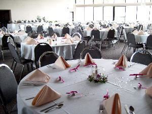 Main Hall, Our Lady of Perpetual Help Parish Center, Aurora — Neutral decor enhances your choice of decoration and color.