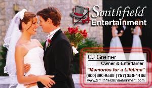 Silver Star DJs, Smithfield — Your wedding is the most important day of your life. You want your entertainment handled by professionals. Relax and let Smithfield Entertainment provide you with professional and reliable entertainment tailored to your desires.

We are more than a DJ company; we are an entertainment company. We offer several packages from low key to high energy. Party favors, lighting, fog, and bubbles are available as add-ons.
Whether you select to have a formal or informal reception, traditional or contemporary, Smithfield Entertainment has the experience to make it just right.

With our personal touch, our professional sound systems, and our large music collections, we will make your wedding reception the success it should be. Our DJ or MC will coordinate all activities with the other members of the party professional team (i.e., caterer, photographer, videographer) to ensure that your reception flows smoothly and all of your memories are caught on film.