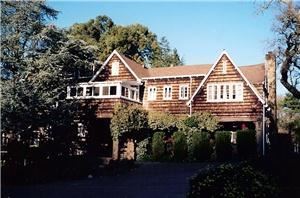 Westminster Retreat, Alamo — The Manor is one of two buildings at Westminster Retreat. The Manor accommodates up to 30 guests overnight. Dining room, meeting rooms, porch and patio are available to guests. This 1928 mansion is well appointed among old oaks and provides ample outdoor gathering space for guests. The interior of the main floor is redwood paneled. The upstairs provides 8 bedrooms with multiple occupancy.