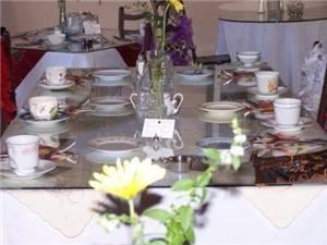 Tea Room, Cavender Castle, Dahlonega — The Tea Room can be set up for 30 to 50 guests.  It is perfect for ladies groups, showers, and small parties.