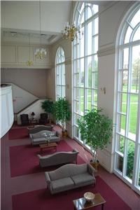 McKenna Chapel Foyer, Asbury Theological Seminary, Wilmore — The large ceilings, chandeliers, and natural light make the McKenna chapel foyer ideal for light receptions.