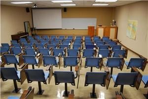 Classroom 1, Asbury Theological Seminary, Wilmore — This classroom features "stadium" seating for approximately 80 as well as built-in A/V equipment.