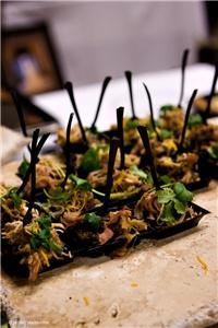 All About Catering Co., Phoenix — Southwestern Black Bean Cake with Pulled Pork
