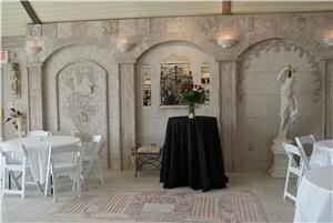 SoSerene, SoSerene, Wapakoneta — Indoor Marbled Poolhouse seats approx 125. Wireless internet, projector screen 14x14. Covered swimming pool, spa, and steam room. Round tables, white padded chairs provided. View of the water. Outside large terraced area, two levels, one on beach. Covered outdoor kitchen, Covered marble and brick Venetian Room, seats 30. Stone fireplace, waterfall, beautiful landscaping. Perfect business meetings, conferences, weddings, reunions, private parties