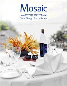 Mosaic Staffing Services, Providence — Mosaic provides professional staff for your private parties, as well as corporate or charitable events.  Whether you’re hosting a large-scale black tie event, or an intimate informal gathering, we have the staff you need, so you can relax and enjoy!

Contact:  Helen Smith  (401) 539-2191  
Please call, we are always happy to work with you, and are available to answer any of your questions.