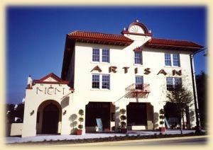DeLand Artisan Inn, Deland — This 1924 Mediterranean revival is listed in the National Register of Historic Places, and promises to transport you to a gentler, simpler time. Our downtown location is ideal for exploring the historic points, antique shops and clubs.

DeLand Artisan Inn is proud to feature eight exclusive individually themed, luxuriously appointed 3-room suites on the 3rd floor. The Artisan is located within easy access to all Historic attractions, and within walking distance of many fine shops, galleries, museums, churches and frequent special events. Miles of sandy beaches, Natural springs, parks, golf, and unlimited water sports are just minutes away. We're always available to make recommendations and point you in the right direction. Close to Stetson University and Volusia County Courthouse.