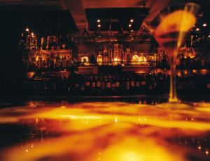 Onyx, Thin, San Diego — Martinis are served on Onyx's underlit onyx bar top.