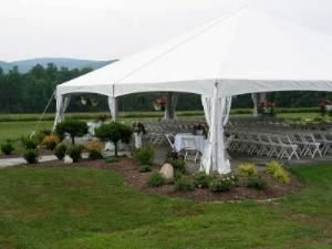 Frame Tent w/ Flagstone Patio, Celebrations Banquet Facility & Catering, Ithaca — New for 2005  ---   40' x 40' frame tent, custom landscaping and 2300 s.f. flagstone patio.