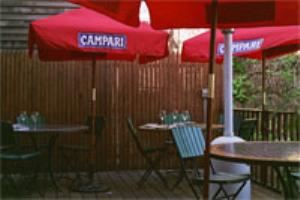 Patio, The Riverdale Garden Restaurant, Bronx — Our patio deck seating area, overlooking the lovely garden