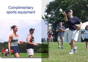 North Lawn Pavilion, Thompson Island Conference Center, Boston — The Thompson Island Conference Center will supply some sports equipment:
volleyball and softball equipment, 
bocce and horseshoes, 
Frisbee discs, 
footballs, 
trail maps 
And you can bring your own: 
softball gloves, 
fishing poles, 
wiffle balls & bats, 
bathing suits & towels 
Our professional Games Coordinator can be on hand to organize the athletic schedule and rally your teams.