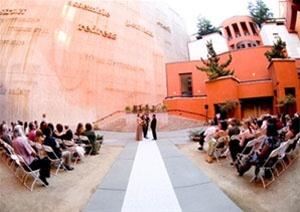 California Museum For History, Women and the Arts, Sacramento — The Museum’s courtyard is a unique setting with the Constitution Wall as its backdrop - a public art piece that stands at six-stories tall and features words taken from the California Constitution, chosen for their enduring meaning. The Courtyard is a versatile setting for receptions, presentations, and even weddings with a capacity for 1,000 people standing, or 250 seated. The Courtyard has also been the site for Governor Schwarzenegger and First Lady Maria Shriver's receptions for several foreign dignitaries, the Valley Vision Legacy Feast for three years in a row, other local organization recognition ceremonies and the Museum's Movie Night at the Museum summer series