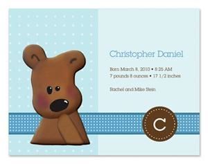 RMA Gifts, Oakland — One of our unique, modern, handmade birth announcement from Chispa Design. Picture shown - Teddy Bear 3D embellishment