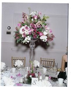 Connecticut Wedding Planner, Ellington — Beautiful High Floral Centerpieces Enhance the Event
