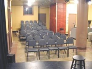 Main Street Cabaret, Alleyway Theatre, Buffalo — The new Main Street Cabaret is located on the first floor at the front of the building and features a small stage, dressing room, actors' entrance and private lavatory facilities, a twelve dimmer stage lighting system operated from a window protected control booth and seating for up to 70. Available for single event or by the week.