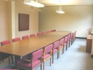 The Leonard G. London Conference Room, Alleyway Theatre, Buffalo — The Conference room comfortably accommodates meetings of up to two dozen at its 24 ft. long conference table. The room is equipped with a computer workstation, telephone, digital projector for PowerPoint style presentations, white board, bulletin and flip page boards, and a kitchenette area with sink, refrigerator and microwave. Available for meetings/events in four hour blocks of time.