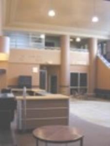 The Lobby, Alleyway Theatre, Buffalo — The impressive new lobby with its high ceiling features a concessions area with  sinks and refrigeration, dimmable and decorative lighting a grand staircase, terrazzo floor, and natural daylight. Available for parties, receptions, and other events in 4 hour blocks of time.